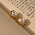 Pearl Bezel Studs Silver 18K Gold Plated