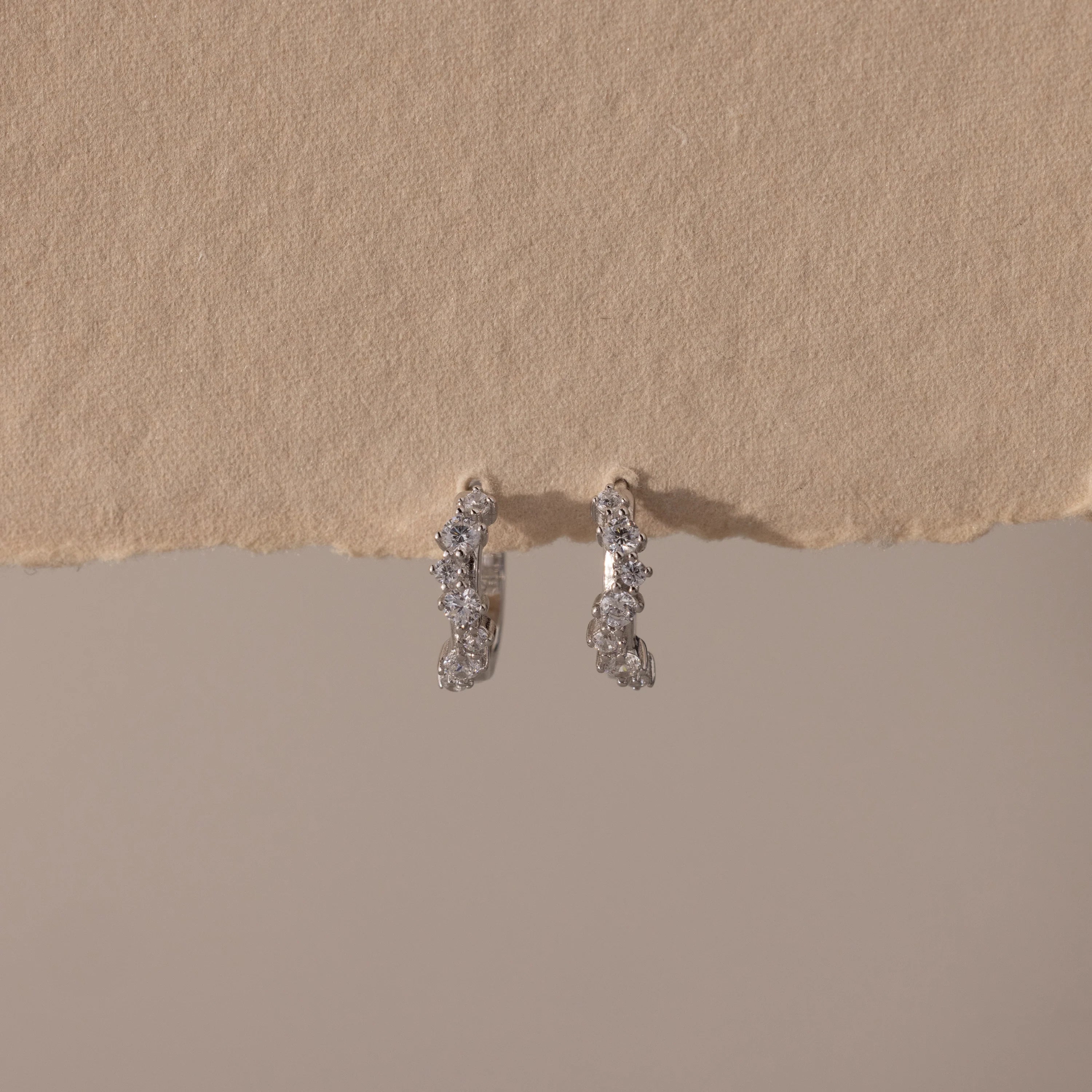 Diamond Cluster Hoops Silver 18K Gold Plated