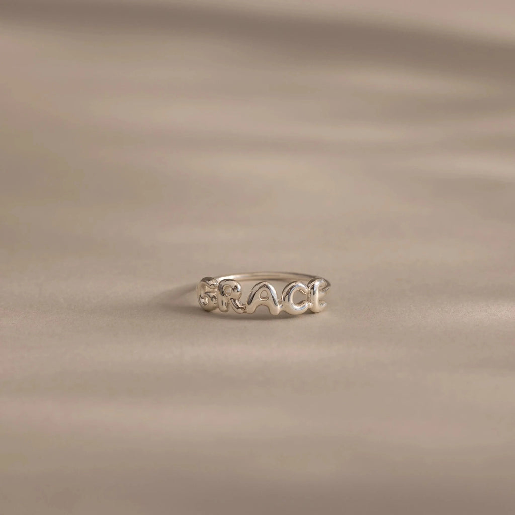 Bubble Name Ring Silver 18K Gold Plated