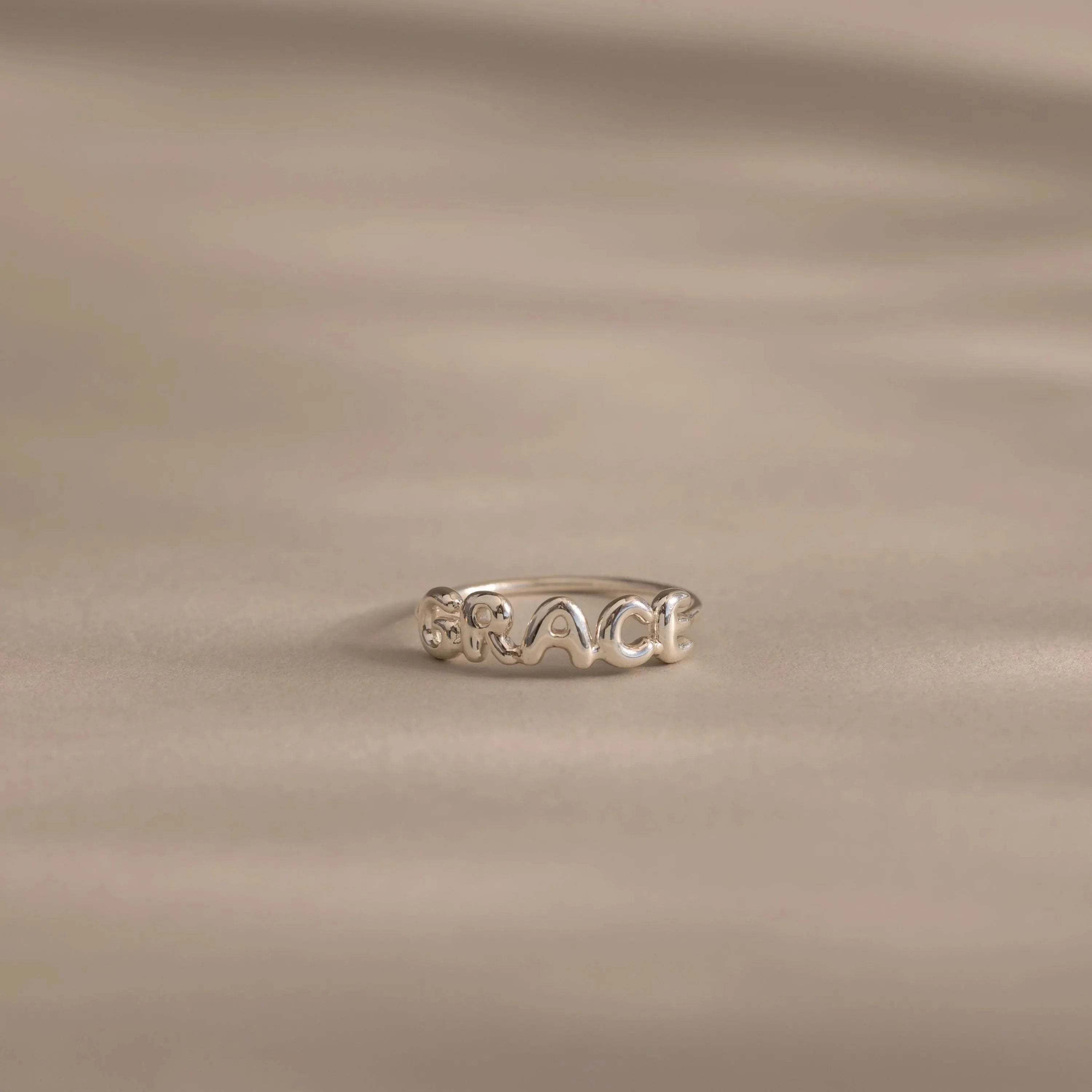 Bubble Name Ring Silver 18K Gold Plated