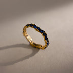 Staggered Marquise Sapphire Ring Silver 18K Gold Plated