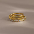 Opal Triple Linked Ring Set Silver 18K Gold Plated