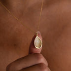 Fingerprint Teardrop Pendant Necklace Silver 18K Gold Plated