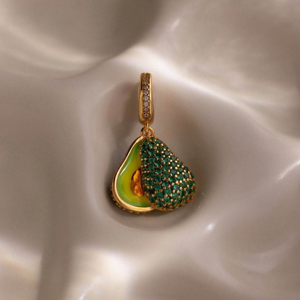 Emerald Avocado Charm Silver 18K Gold Plated