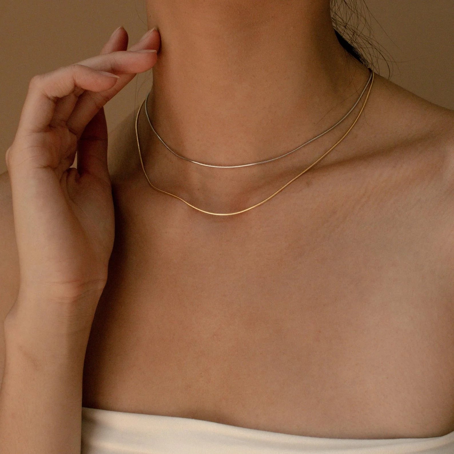 Alice Thin Snake Chain Silver 18K Gold Plated