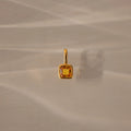 Topaz Square Bezel Charm Silver 18K Gold Plated