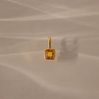 Topaz Square Bezel Charm Silver 18K Gold Plated
