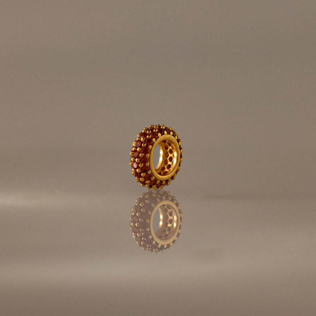Garnet Pave Charm Spacer Silver 18K Gold Plated