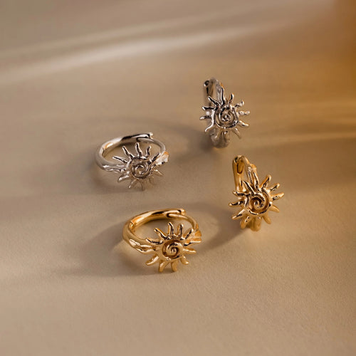 Celestial Sun Huggies Silver 18K Gold Plated