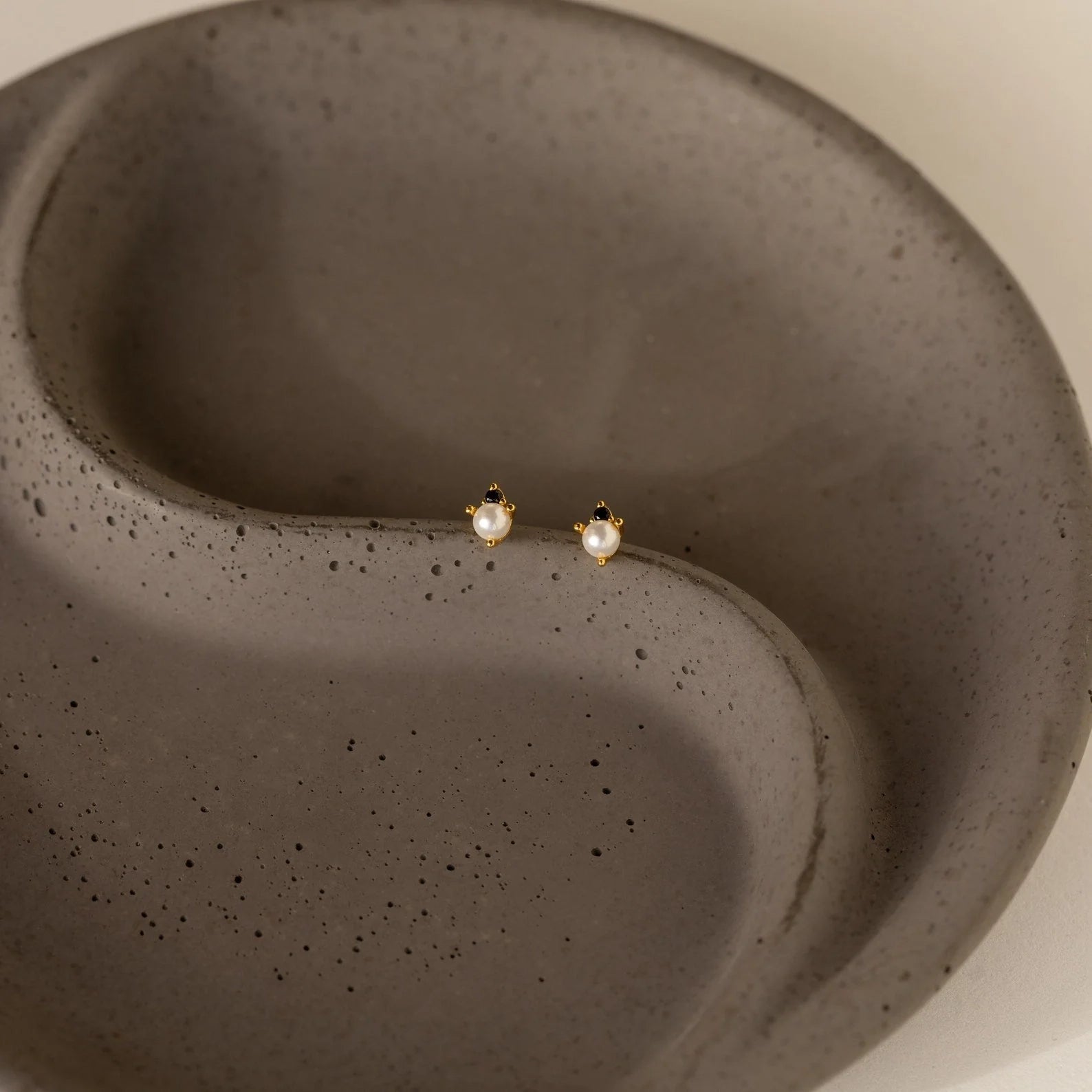 Onyx and Pearl Stud Earrings