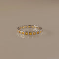 Topaz Eternity Bezel Ring Silver 18K Gold Plated
