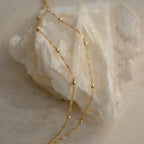 Duo Bead Chain Anklet Silver 18K Gold Plated