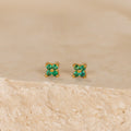 Emerald Ivy Flower Studs Silver 18K Gold Plated