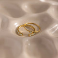 Baguette Opal Ring Set Silver 18K Gold Plated