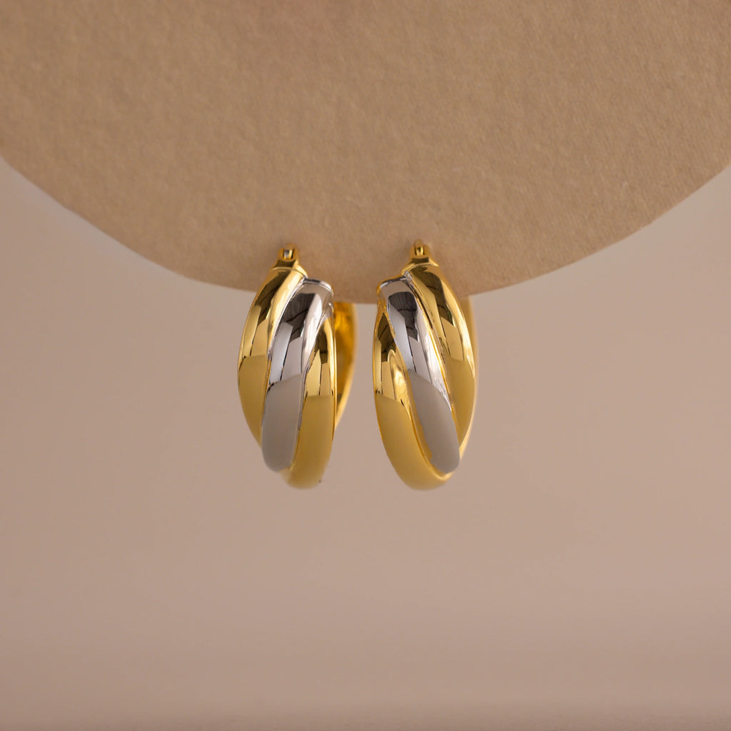 Intertwined Mixed Metal Hoops Silver 18K Gold Plated