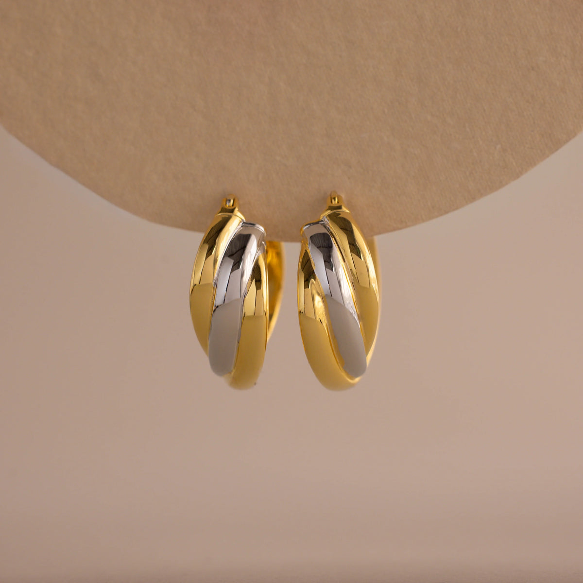 Intertwined Mixed Metal Hoops Silver 18K Gold Plated