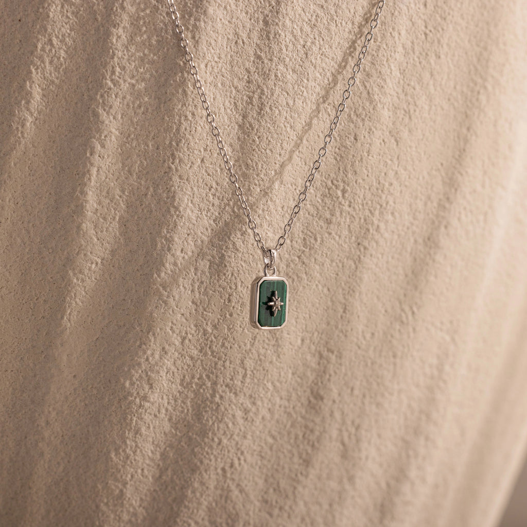 North Star Gemstone Necklace Silver 18K Gold Plated
