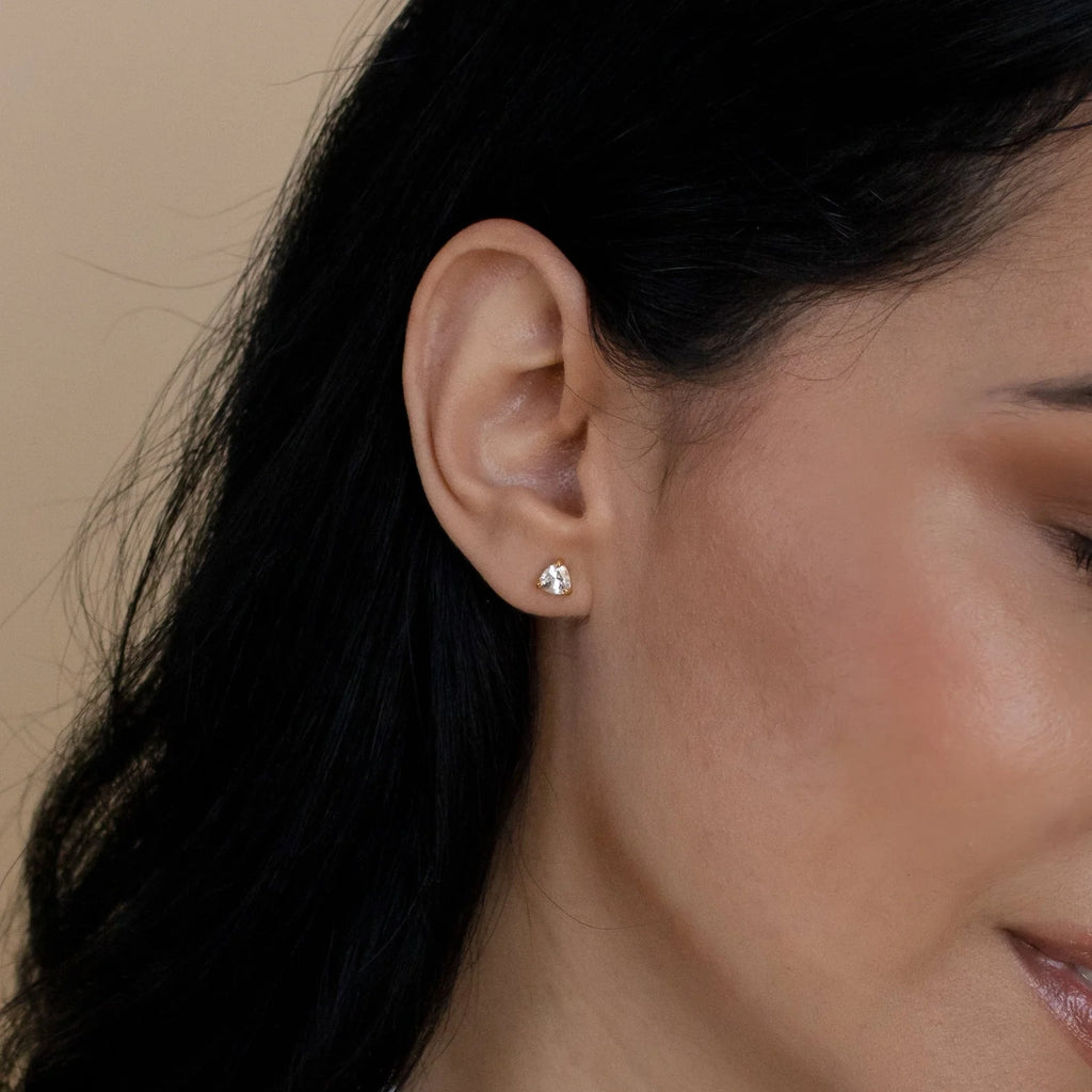 Triangle Diamond Studs Silver 18K Gold Plated
