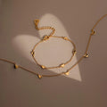 Heart Station Necklace & Bracelet Set Silver 18K Gold Plated