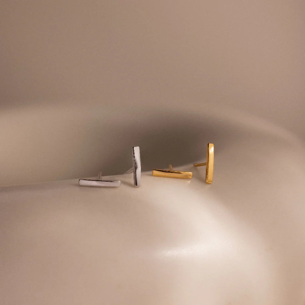 Dainty Bar Studs Silver 18K Gold Plated