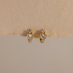 Diamond Heart Hoops Silver 18K Gold Plated