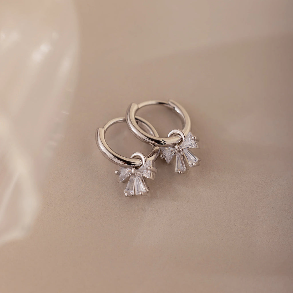 Diamond Bow Hoops Silver 18K Gold Plated
