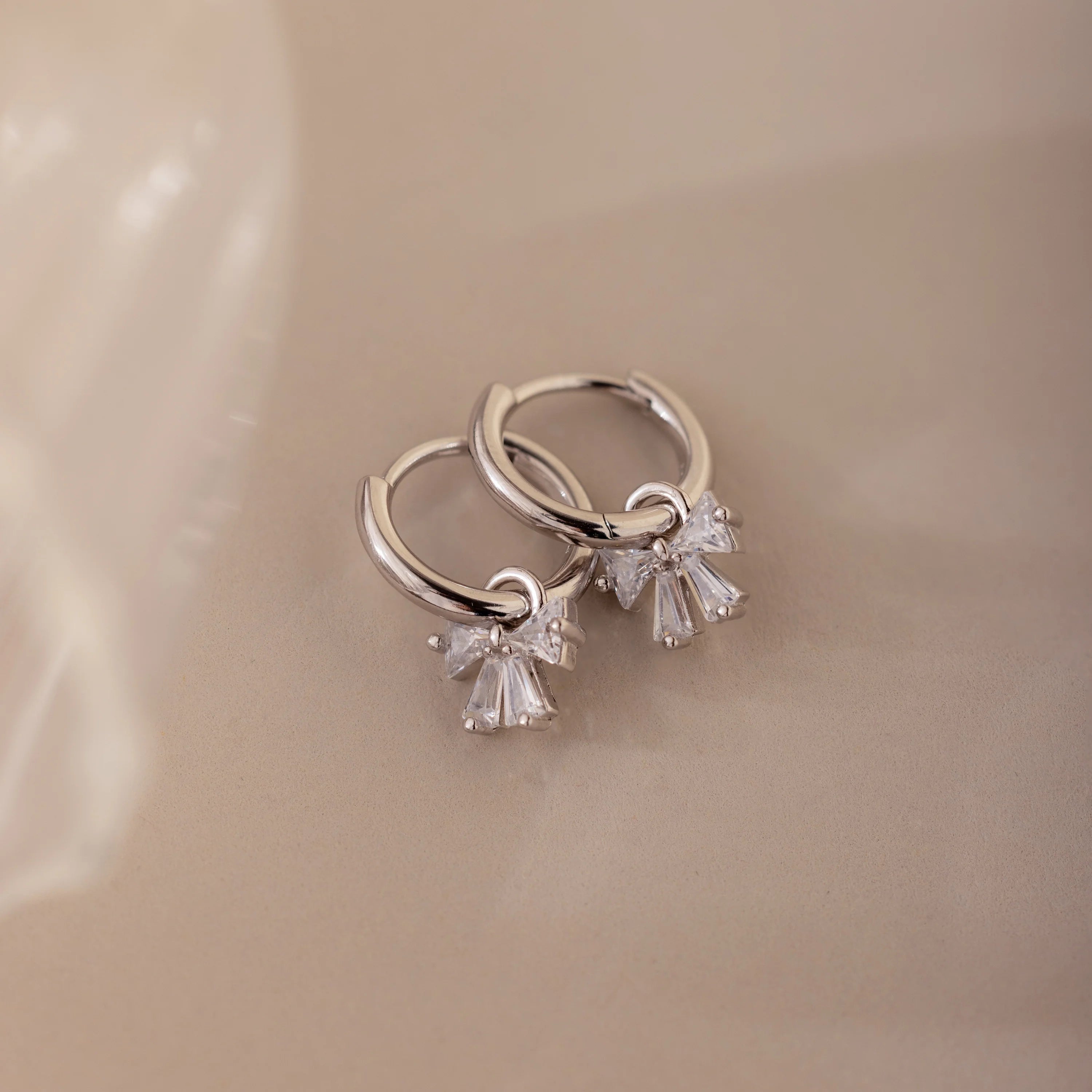 Diamond Bow Hoops Silver 18K Gold Plated