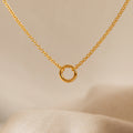 Rolo Circle Charm Necklace Silver 18K Gold Plated