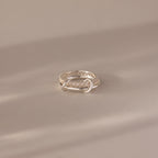 Diamond Duo Tennis Eternity Band Ring Set Silver 18K Gold Plated
