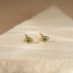 Emerald Evil Eye Charm Silver 18K Gold Plated