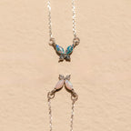 Opal Butterfly Necklace Set Silver 18K Gold Plated