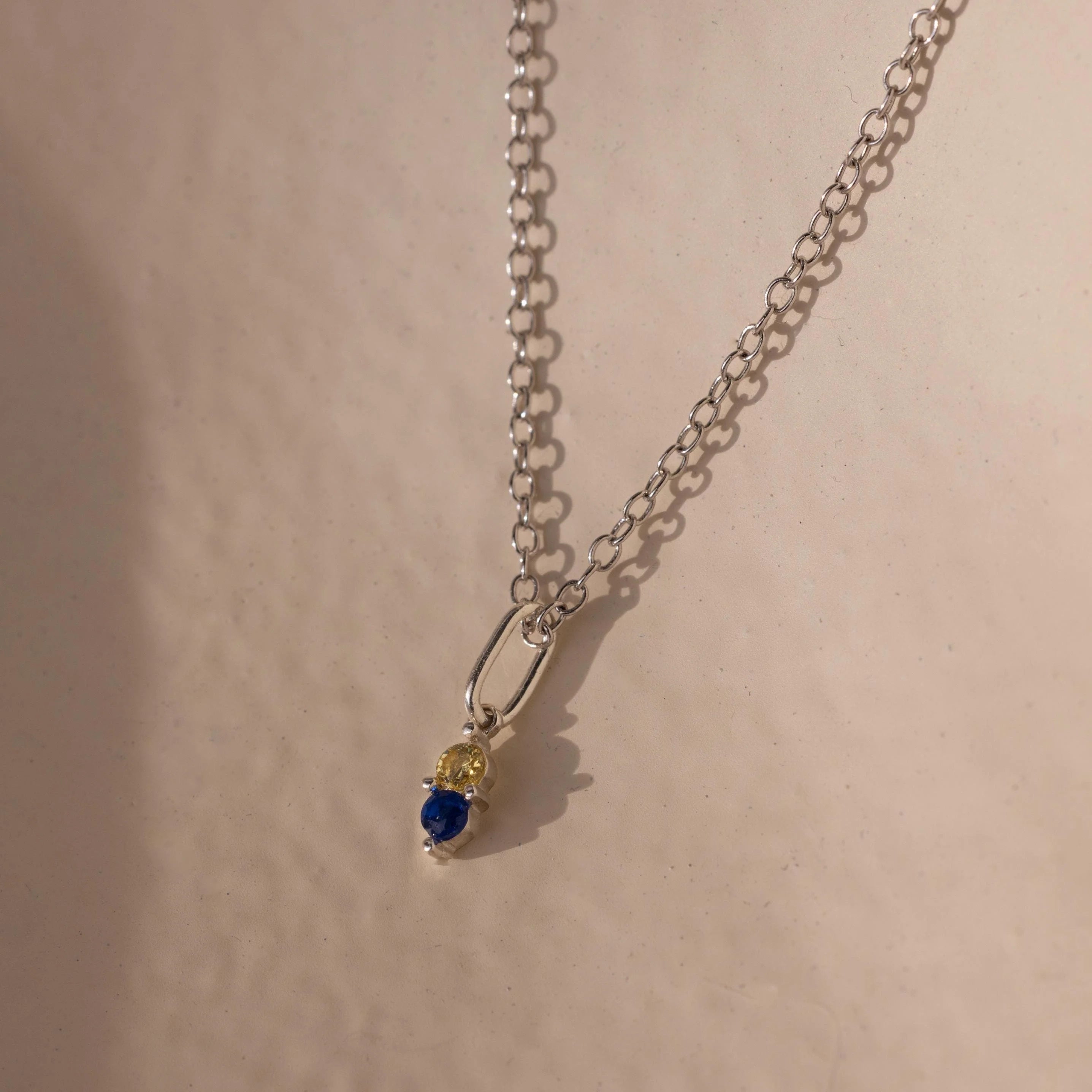 Dainty Duo Birthstone Charm Silver 18K Gold Plated