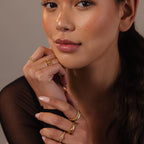 Mixed Metal Linked Ring Set Silver 18K Gold Plated