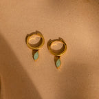Jade Marquise Huggies Silver 18K Gold Plated