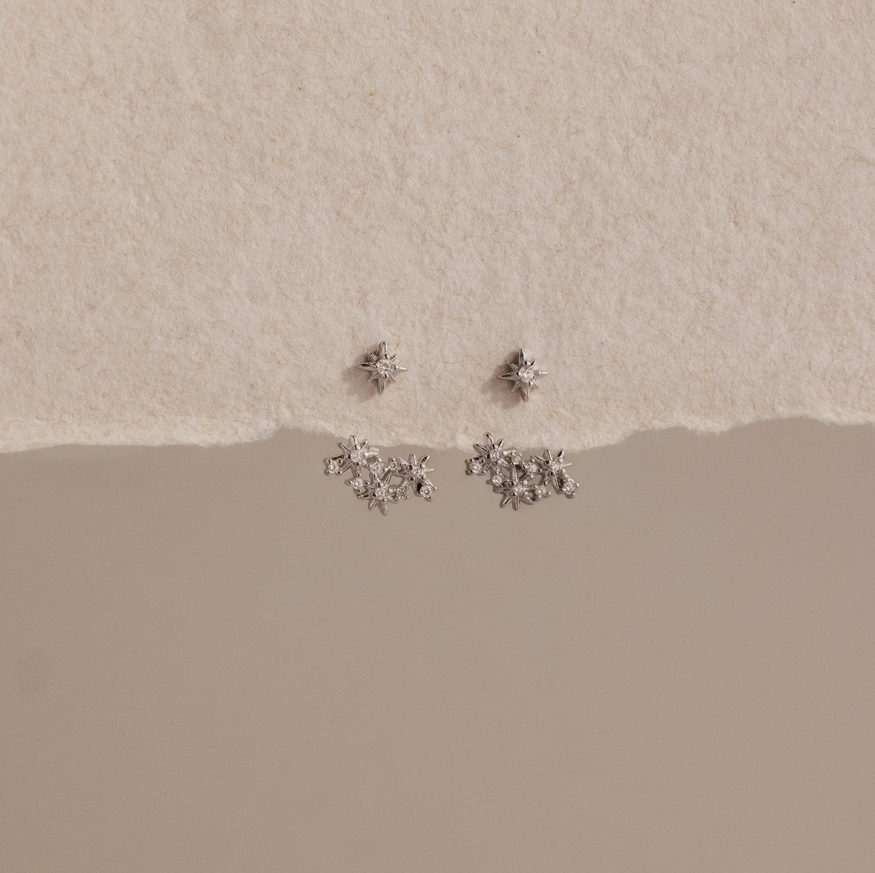 Diamond Starburst Cluster Ear Jackets Silver 18K Gold Plated