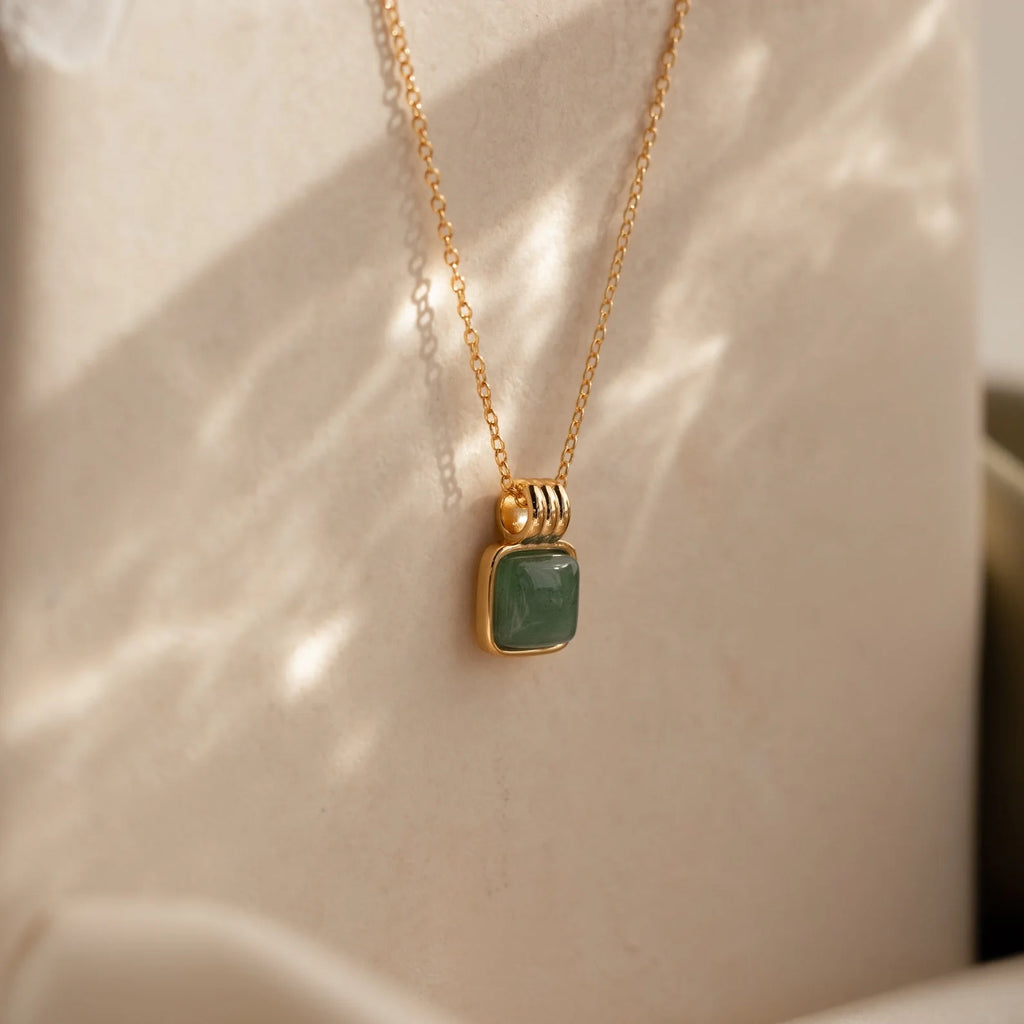 Jade Pendant Necklace Silver 18K Gold Plated