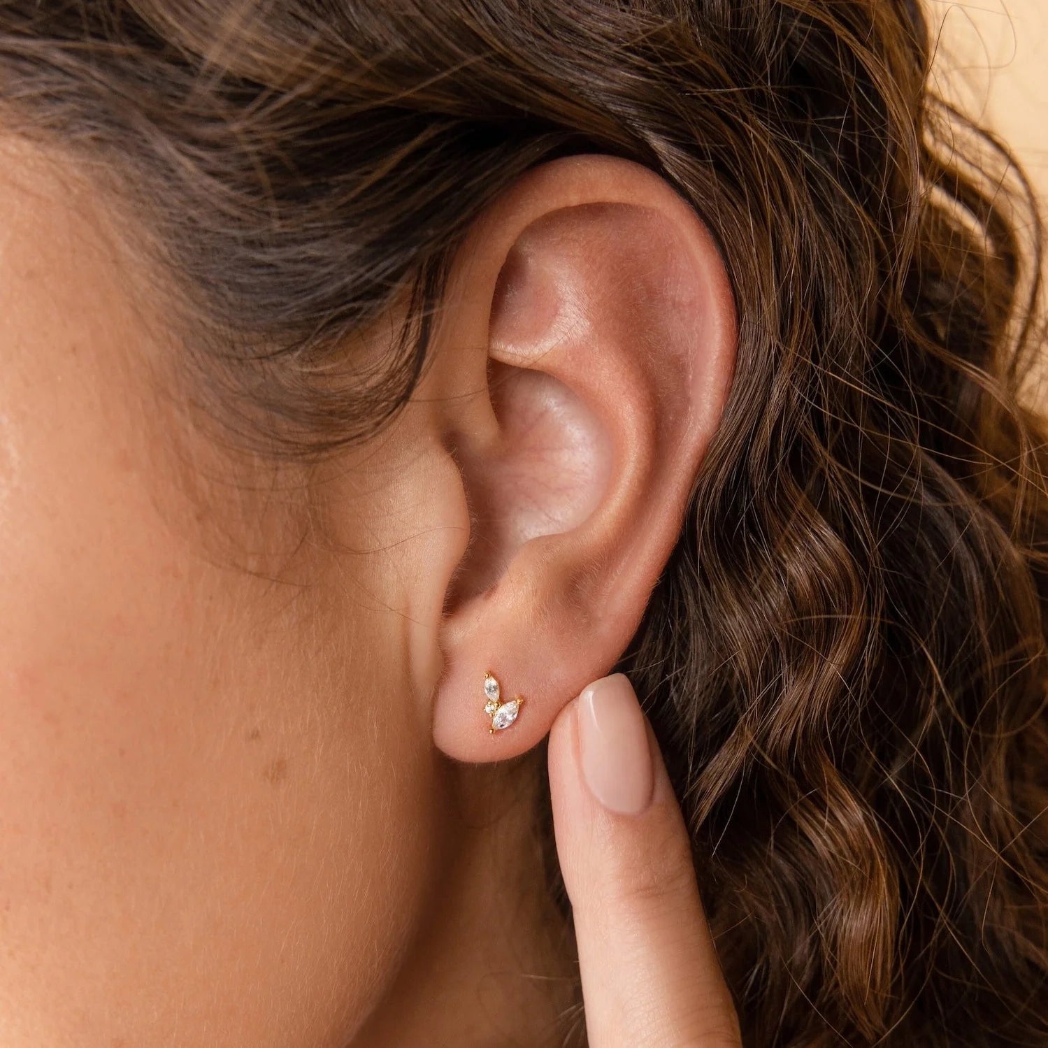 Diamond Marquise Studs Silver 18K Gold Plated