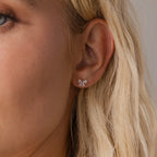 Diamond Bow Studs Silver 18K Gold Plated