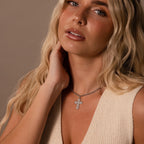 Diamonds Majesty Cross Necklace Silver 18K Gold Plated