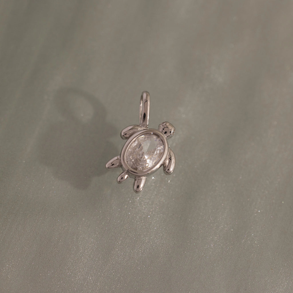 Diamond Turtle Charm Silver 18K Gold Plated