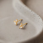 Flora Marquise Diamonds Studs Silver 18K Gold Plated