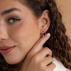 Mixed Pink Drop Earrings Silver 18K Gold Plated