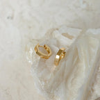 Hexagon Huggie Earrings Silver 18K Gold Plated