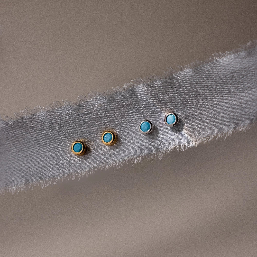 Ariel Turquoise Studs Silver 18K Gold Plated