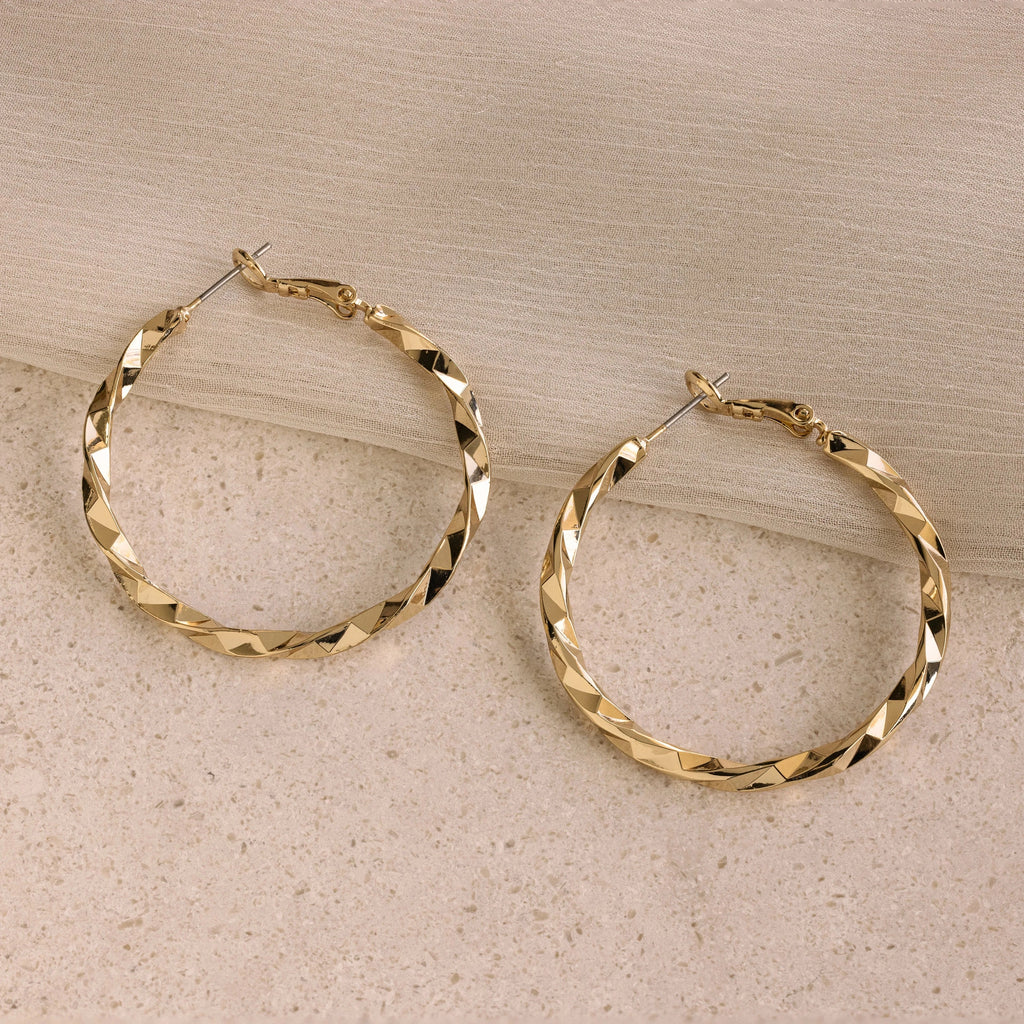 Large Twisted Hoops Silver 18K Gold Plated