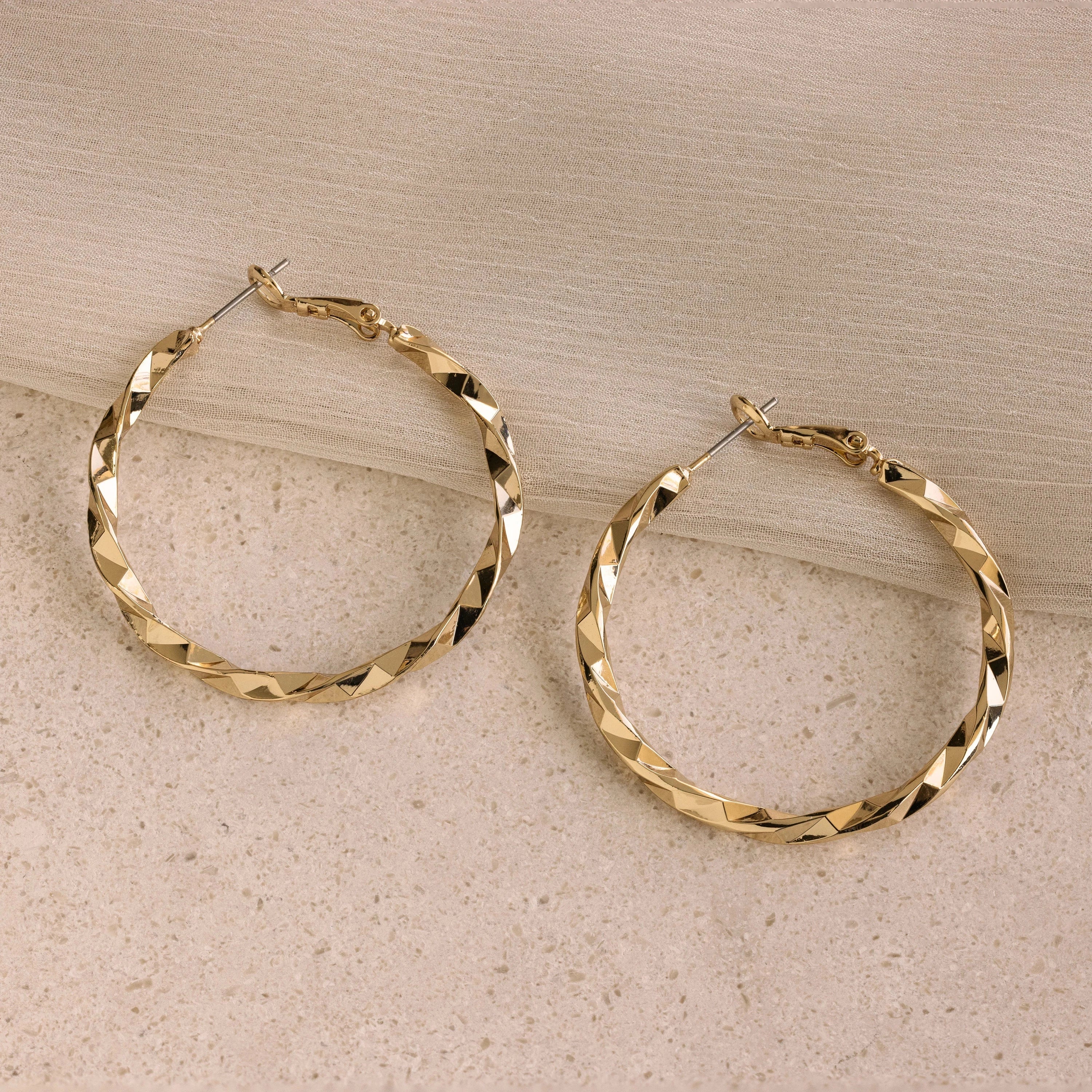 Large Twisted Hoops Silver 18K Gold Plated