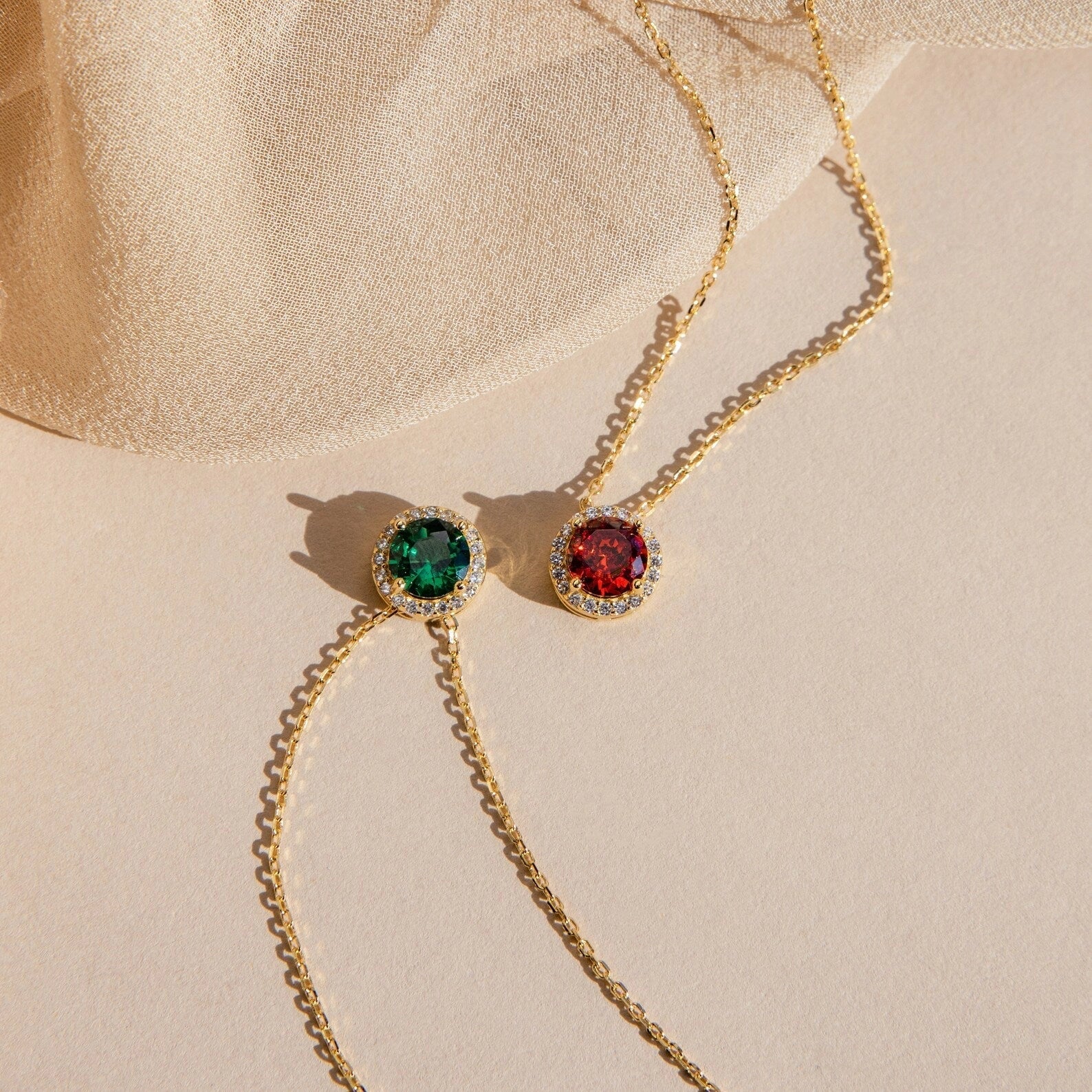 Halo Birthstone Necklace