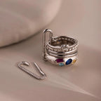 Multipurpose Pave Link Clasp Set Silver 18K Gold Plated