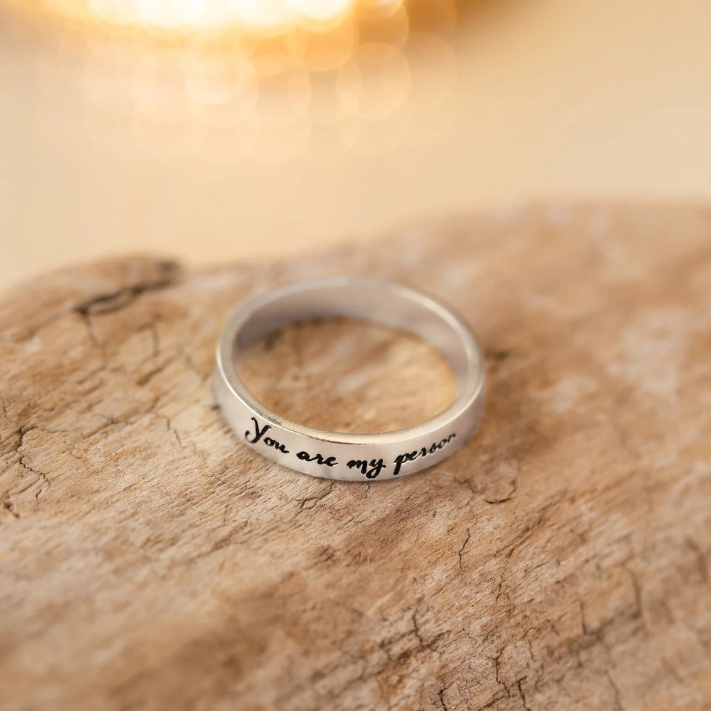 Handwriting Band Silver 18K Gold Plated
