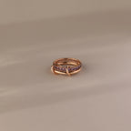 Alexandrite Eternity Band Duo Tennis Linked Ring Set Silver 18K Gold Plated